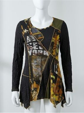 Michael Tyler Patchwork Tunic Top Sz S Urban Grunge Edgy Avant Garde Streetwear